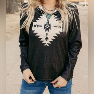 SHADOW CITY PULLOVER WITH POCKETS • BLACK LEOPARD/CREAM • XL LARGE • NWT